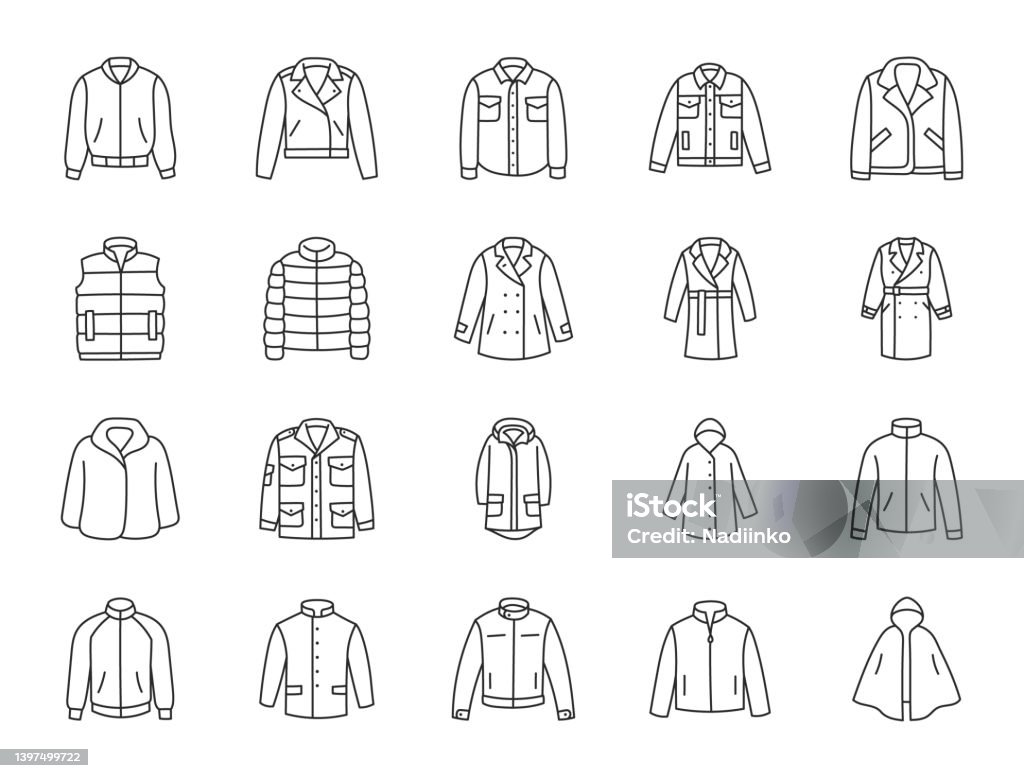 Outerwear Clothes Doodle Illustration Including Icons Waterproof ...