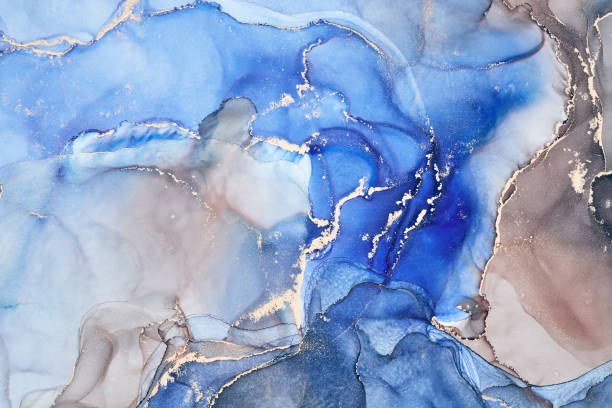 istock Natural  luxury abstract fluid art painting in alcohol ink technique. Tender and dreamy  wallpaper. Mixture of colors creating transparent waves and golden swirls. For posters, other printed materials 1397499795