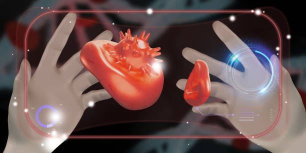 istock hematopoietic vascular and leukemia vr glasses medical diagnostic screen Digital Interface Technology VR Metaverse 3d Illustration 1397500535