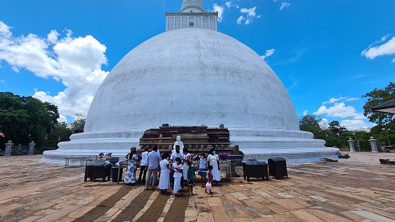 Anuradhapura, Sri Lanka – April 15, 2022: Mirisaveti Stupa in the old town of Anuradhapura.