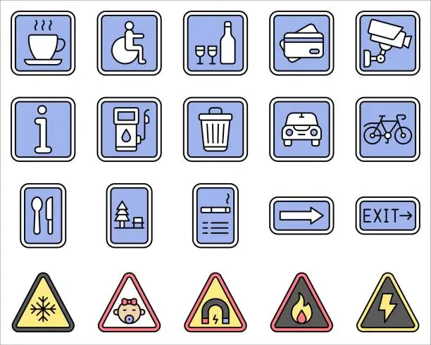 Vector illustration of Sign and symbol filled icon set 4 vector illustration
