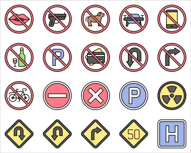 Vector illustration of Sign and symbol filled icon set 2 vector illustration