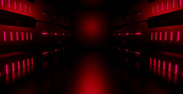 istock Empty Elegant Modern Corridor Tunnel Lighted Reddish Brown Banner Background Wallpaper Space Age Concept 3D Rendering 1397508977