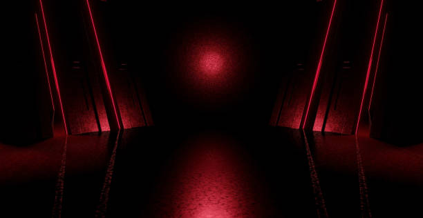 istock Cyber Age Stage Show Garage Rough Grunge Night Tunnel Corridor Empty Virtual Underground Black Abstract Background Pedestal Concept For Graphic Design 3D Illustration 1397508979