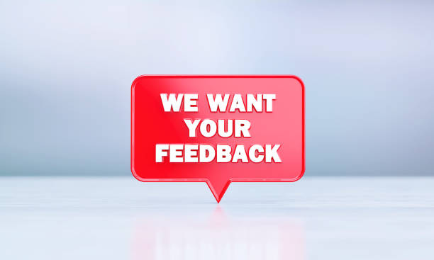istock We Want Your Feedback Written Red Speech Bubble Shape Sitting Before Silver Defocused Background 1397509401