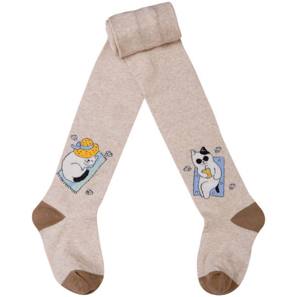 istock beige children's tights with a pattern and brown heels and toes, half folded, on a white background 1397510678