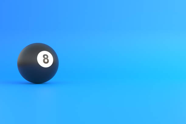 istock Billiard ball number eight black color on blue background 1397510719