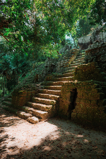 Scenic view of Tikal Mayan pyramids in Guatemala