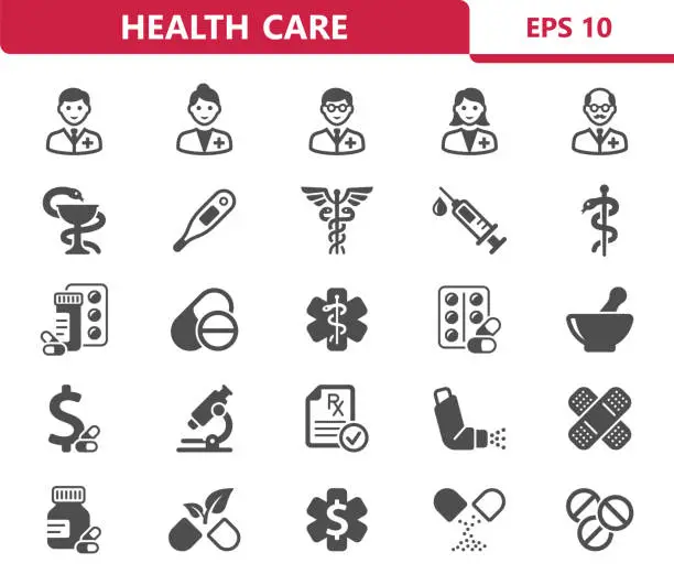 Vector illustration of Healthcare Icons. Health Care, Hospital, Medical Icon Set