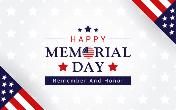 Happy Memorial Day - Remember and honor Greeting on white star pattern background vector design. Happy Memorial Day - Remember and honor Greeting on white star pattern background vector design. memorial day stock illustrations