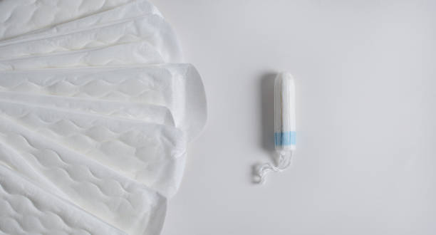 istock Menstrual tampon and pads on a white background 1397517460