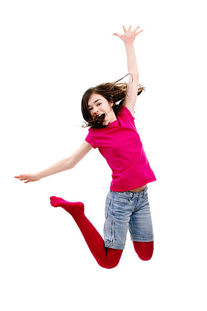 istock Girl jumping isolated on white background 139751917