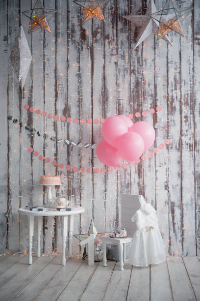 istock Children's birthday party decor, white background. 1397520274