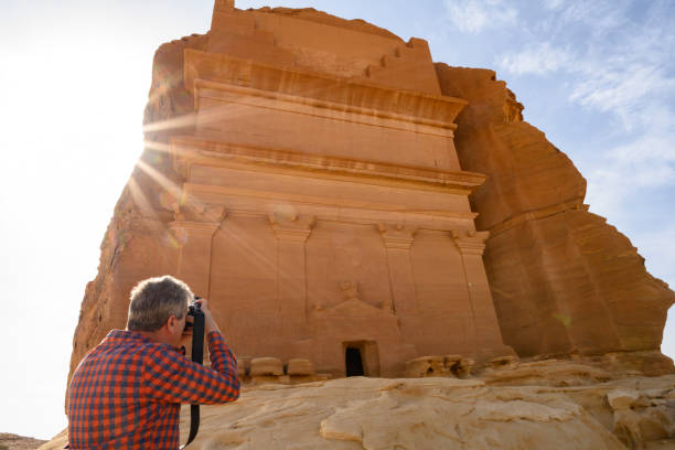 istock Tourist photographer visiting Middle Eastern landmarks 1397522860