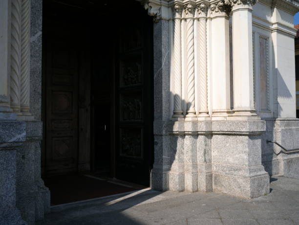 Vertical view of the entrance in the Cathedral of St. Anastasia in Zadar, Croatia