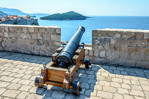 Dubrovnik, Croatia - August 09, 2016: Cannon on the walls