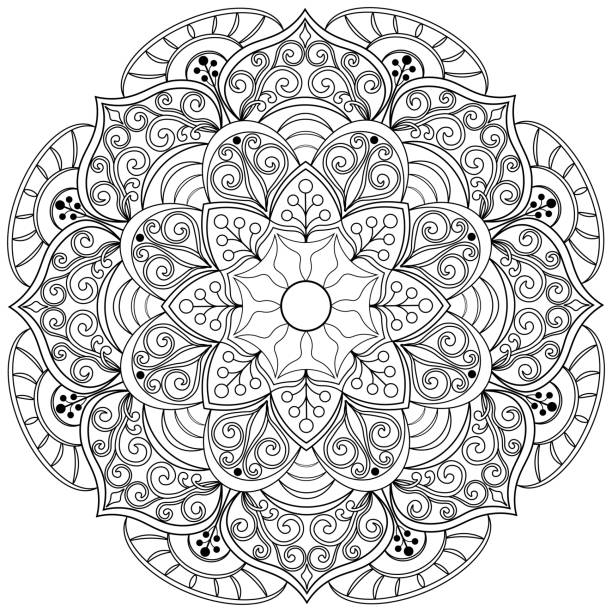 illustrazioni stock, clip art, cartoni animati e icone di tendenza di mandala 9, modello etnico, oggetto isolato su sfondo bianco. - hinduism