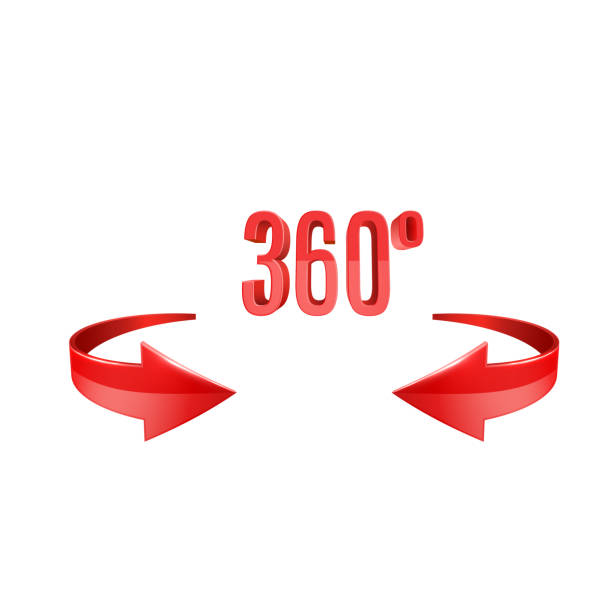 stockillustraties, clipart, cartoons en iconen met red  glossy  3d arrow 360 sing. arrow vector icon. 3d vector icon. - direct klaar camera