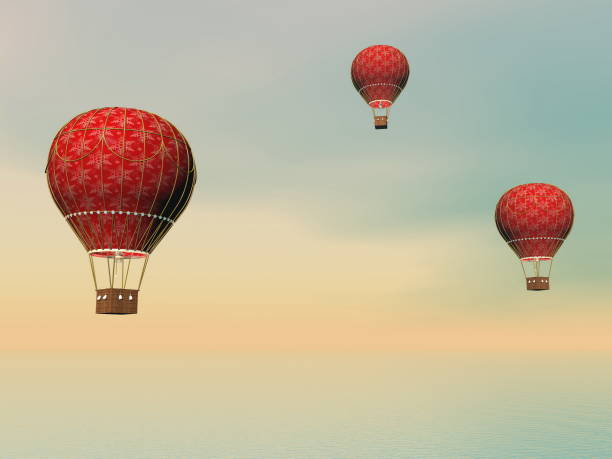 istock Vintage hot air balloons - 3D render 1397535552