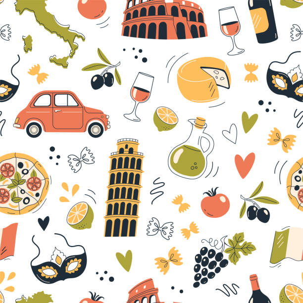 Italian Holidays pattern. vector art illustration