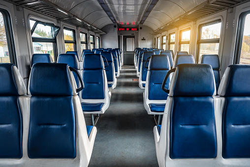 Chairs seat in suburban train car interior