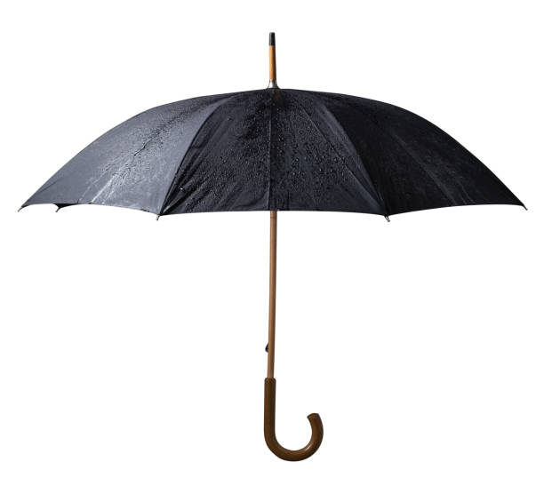 istock Black Wet Umbrella with Wood Handle 1397537209