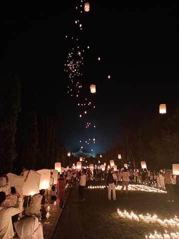 Lanterns for the celebration of Vesak at the Borobudur temple.