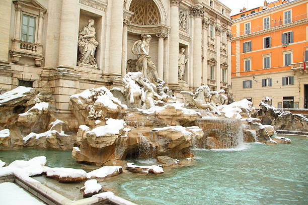 istock The Trevi Fountain covered by snow 139753888