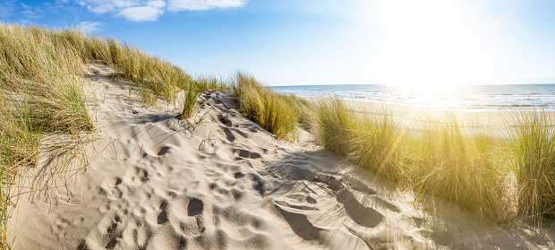 Danish Dunes and horizon over water