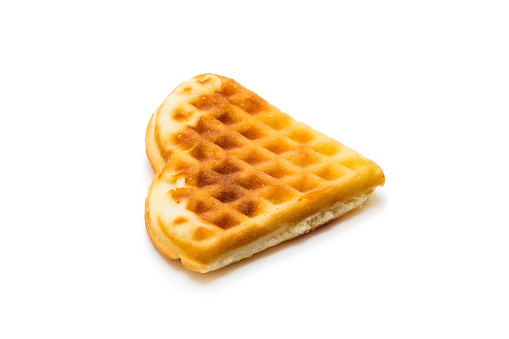 Heart-shaped waffle on a white background