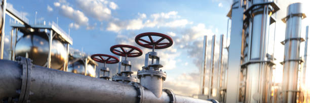 istock Natural gas pipeline in a refinery 3d render 1397545771