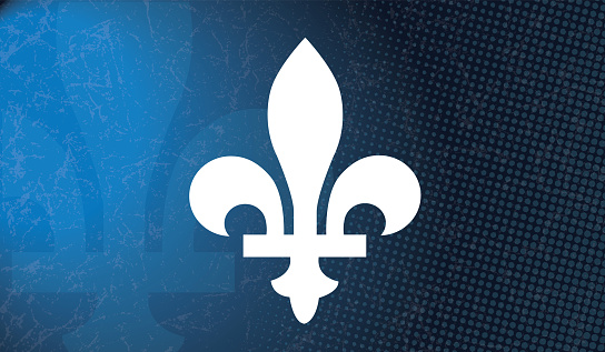 Quebec province of Canada emblem over blue abstract background