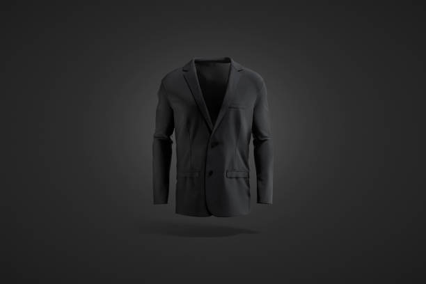 Blank black men blazer mockup, dark background