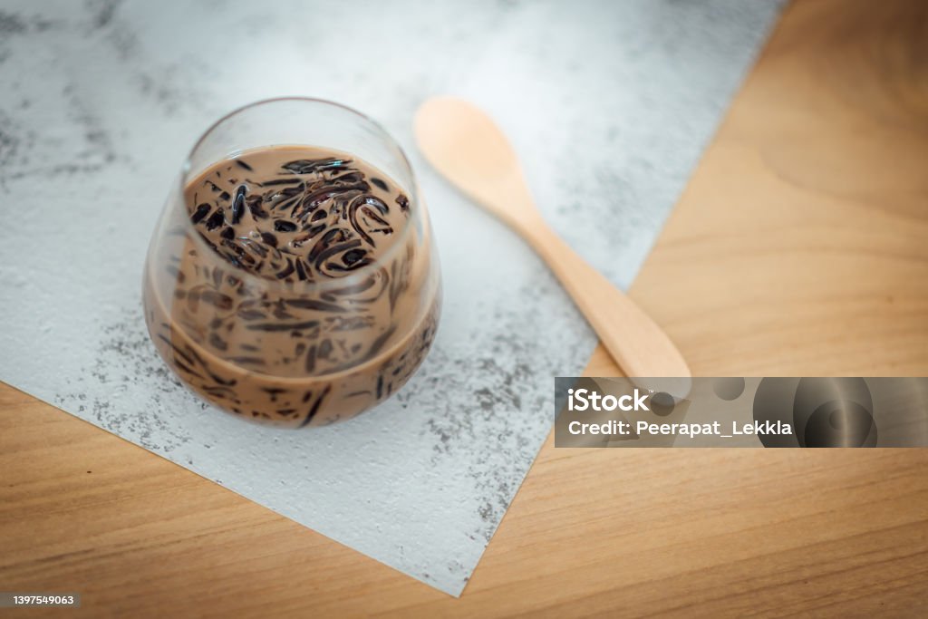 The grass jelly or Chao-Guay is one of the most popular Thai desserts or Thai street food. Asia Stock Photo