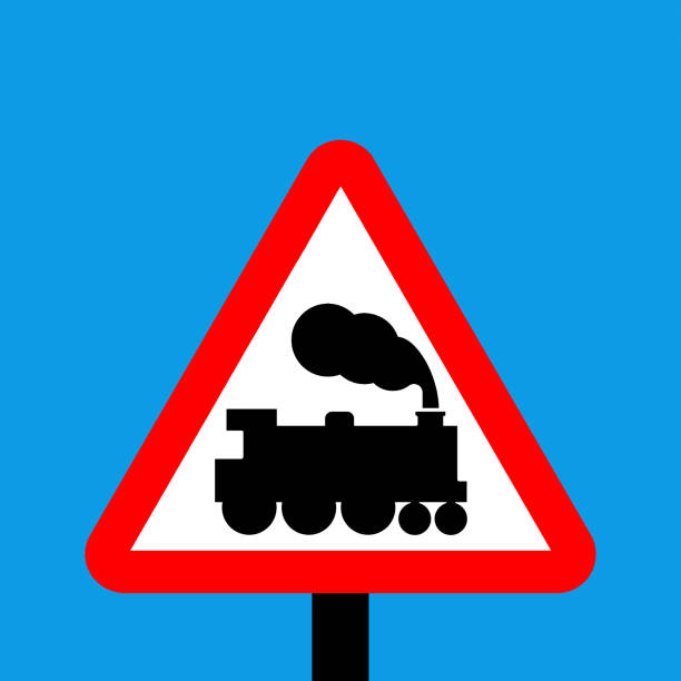 illustrations, cliparts, dessins animés et icônes de triangle d’avertissement passage �à niveau sans barrière ni barrière devant - railroad crossing train railroad track road sign