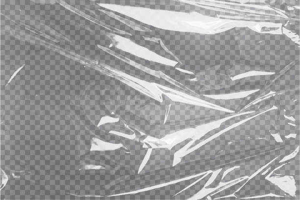 ilustraciones, imágenes clip art, dibujos animados e iconos de stock de textura realista de la envoltura de plástico. cubierta de polietileno estirada - paper glass