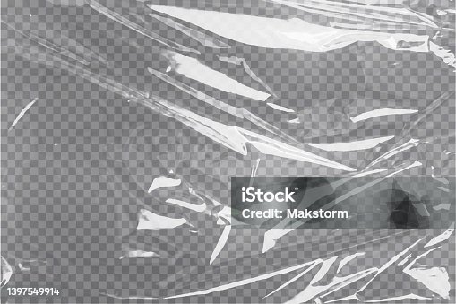 istock Realistic plastic wrap texture . Stretched polyethylene cover 1397549914