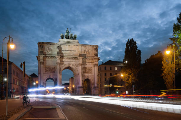 istock illuminated Victory Gate in Munich at blue hour 1397555625