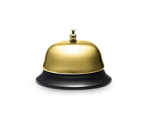 istock Service, hotel concept. Silver reception bell isolated on white background1 1397559233