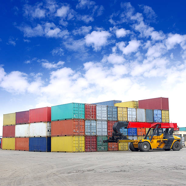 Containers and stackers stock photo