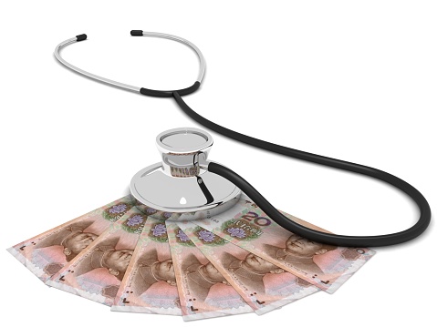 Chinese yuan money finance crisis stethoscope