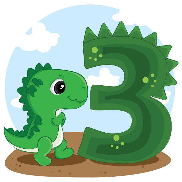 Ilustración de Números 3 Al Estilo Del Lindo Bebé Dino Tiranosaurio y más  Vectores Libres de Derechos de Dinosaurio - iStock