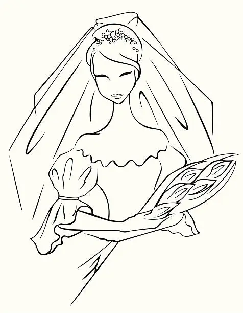 Vector illustration of Bride With Bouquet