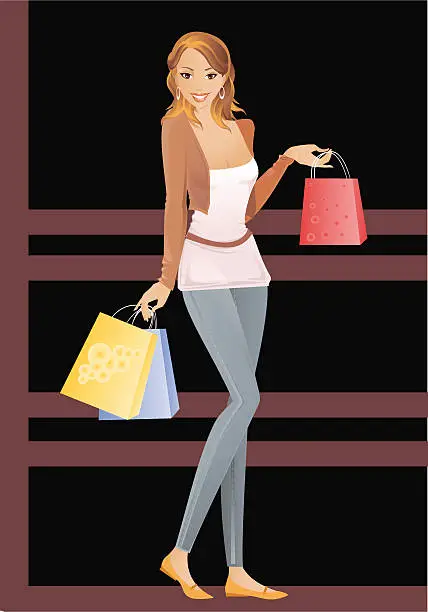 Vector illustration of Shopping Lady