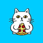 istock Cat eating pizza 1397562904