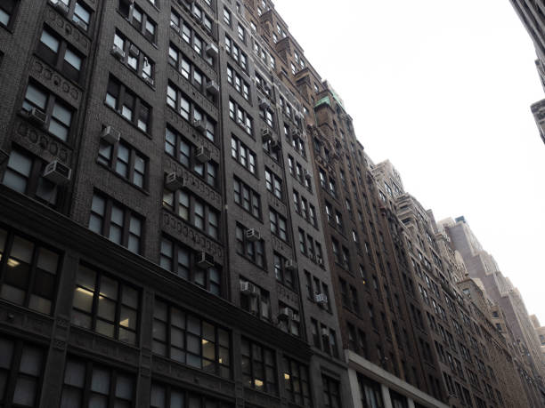 A row of old office buildings in Manhattan.