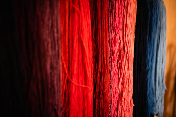 istock Colorful wool threads to weave rugs by Oaxaca artisans. 1397567476