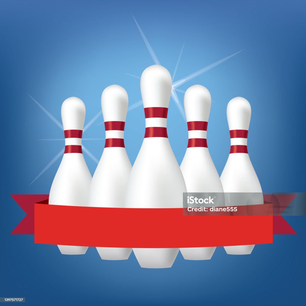 Bowling Background With Copy Space On Ribbon Stock Illustration
