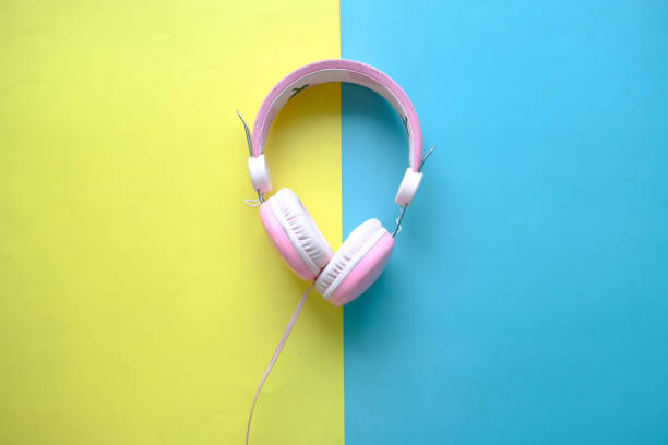 istock Top view of headphone on a color background 1397575230