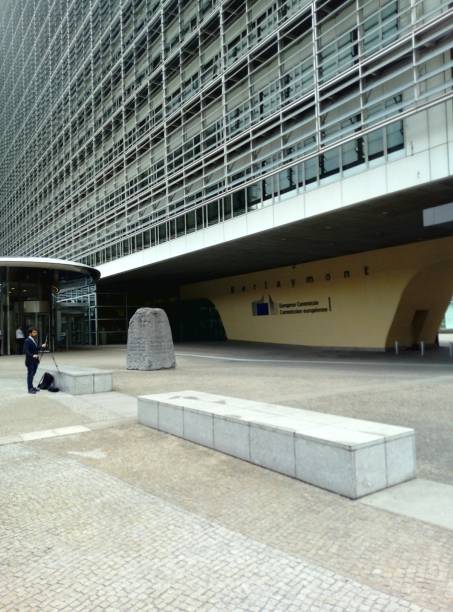 European commission Brussels weekday springtime Brussels, Belgium - May 16, 2022: Entrance and logo Berlaymont building, European commission. business architecture blue people stock pictures, royalty-free photos & images